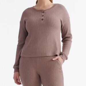 Knix Waffle Henley Top Soft Brown